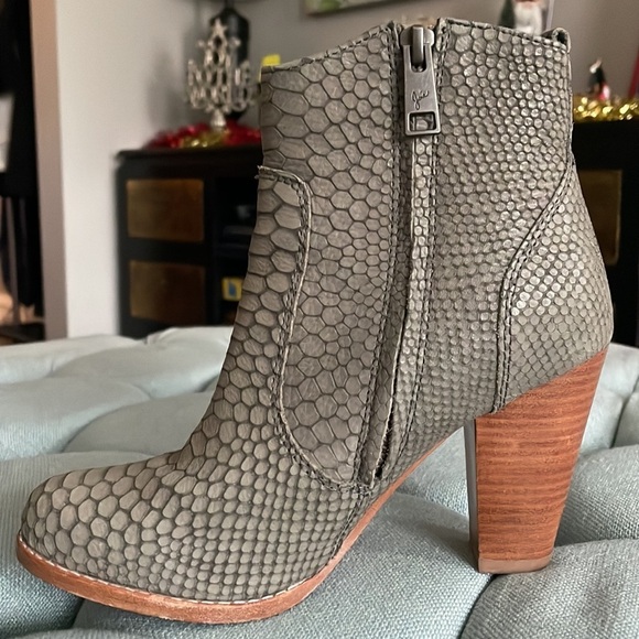 Joie Grey Snakeskin Heeled Ankle Boot - Picture 6 of 15